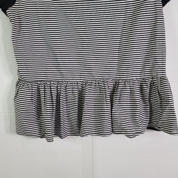 Kate Spade Broom Street Peplum Tee Shirt Black Front Striped Back‎ Size Small - Picture 6 of 8